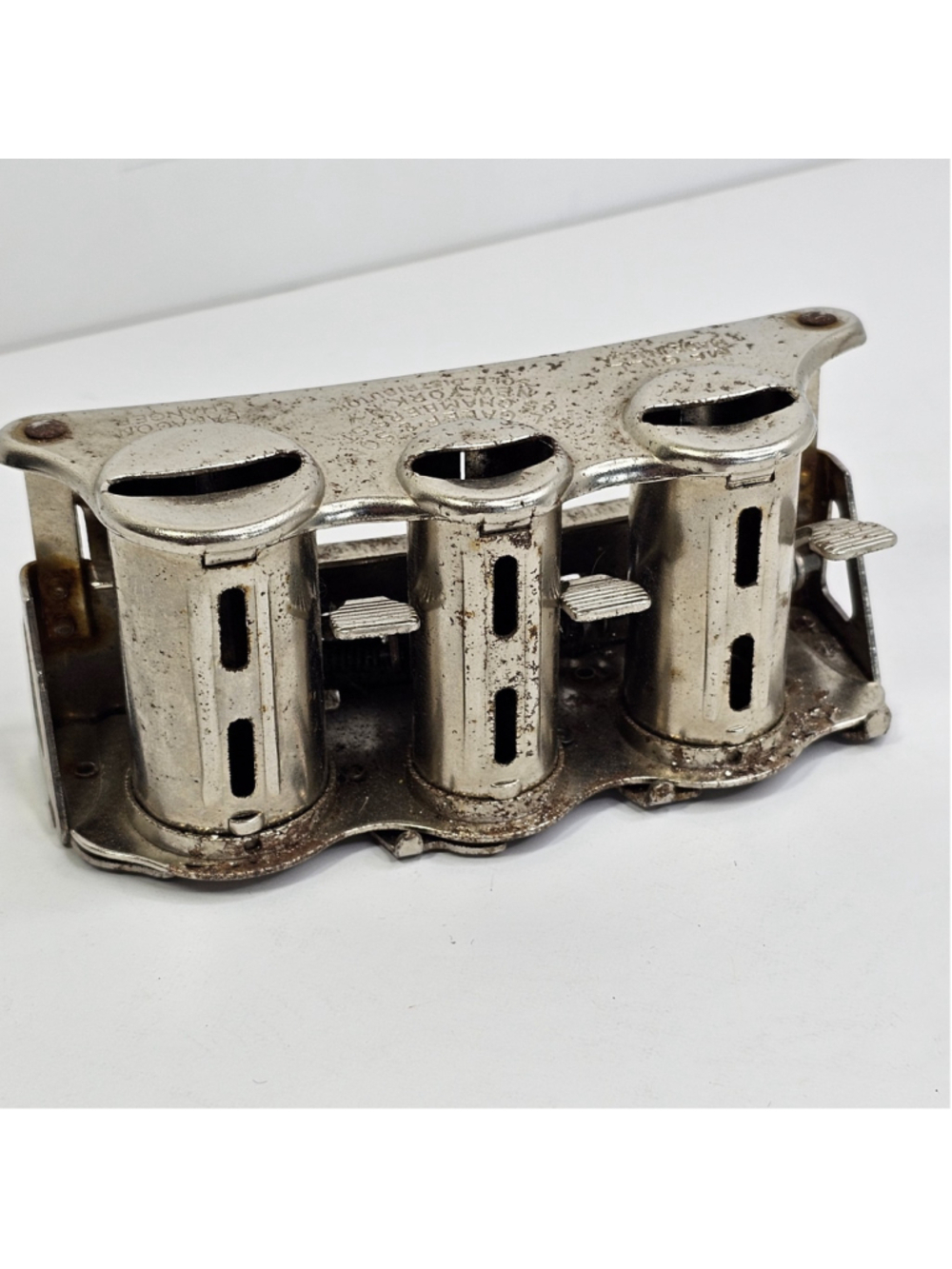 Vintage McGill 3 Barrel Coin Changer USA JL Galef & Son NY Metal Belt Dispenser